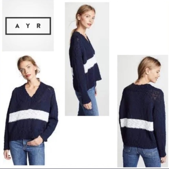AYR Sweaters - AYR The Little Heaven Sweater in Navy/White
Sz S